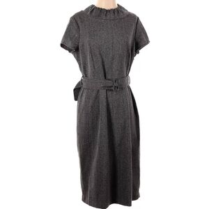 TO THE MAX BLACK MOCK NECK SHORT SLEEVE BELTED SHEATH DRESS SIZE Large